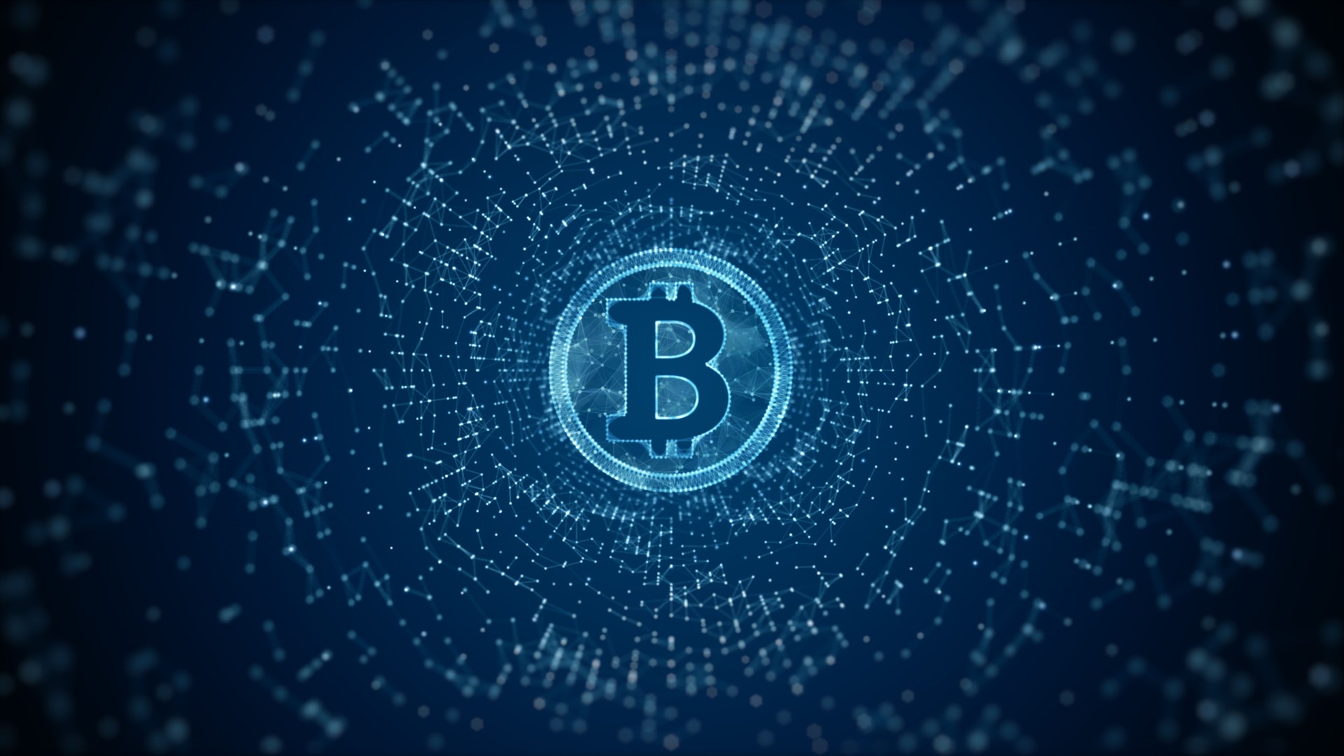 Bitcoin cryptocurrency digital encryption, Digital money exchange, Blockchain technology connections background with line and dots concept. 3d rendering